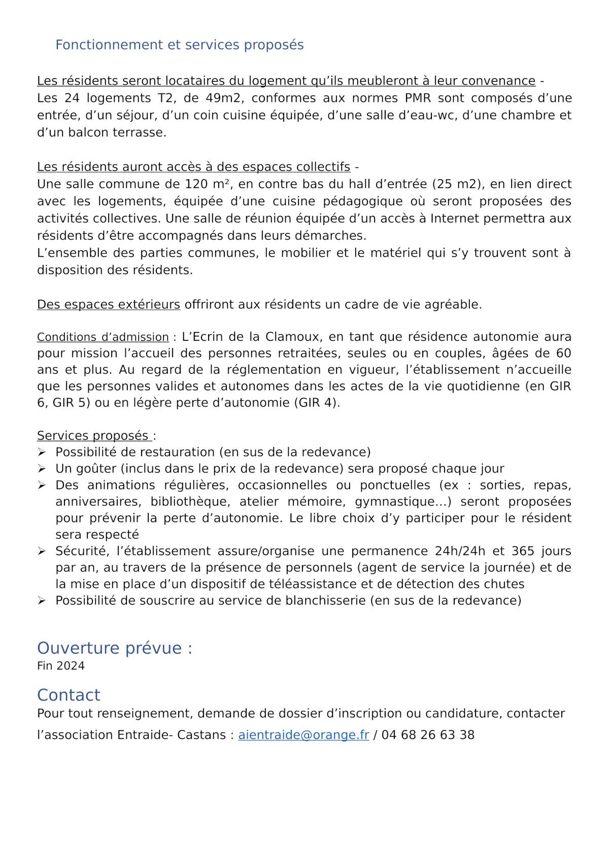 Article pour bulletin municipal l ecrin de la clamoux 2